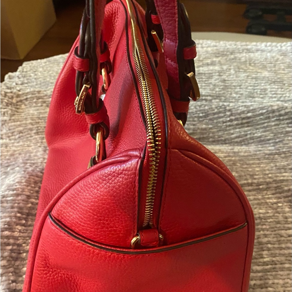 Michael Kors Red Shoulder Bag with Gold Accents